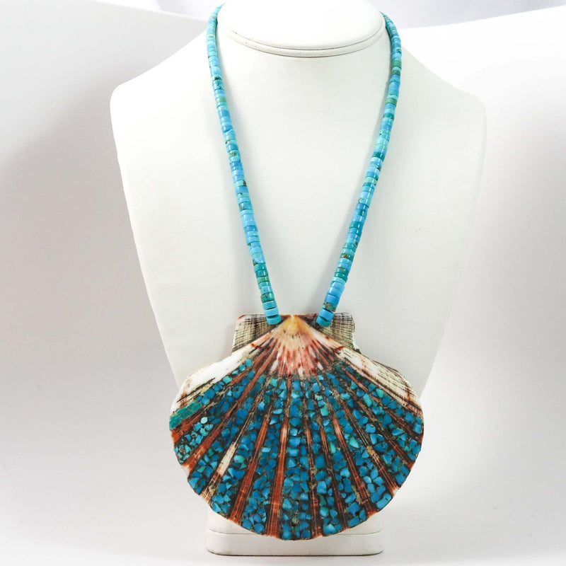 1960s Turquoise and Shell Necklace by Vintage Collection - Garland&