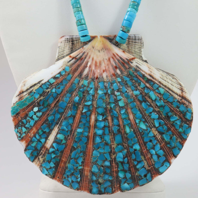 1960s Turquoise and Shell Necklace by Vintage Collection - Garland&