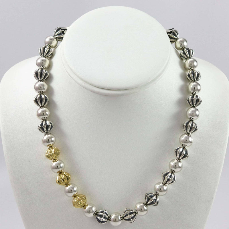 Gold and Silver Navajo Pearl Necklace by Kyle Lee-Anderson - Garland&