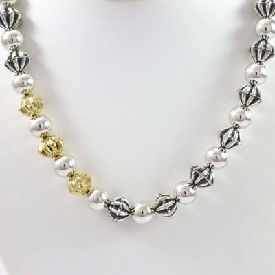 Gold and Silver Navajo Pearl Necklace by Kyle Lee-Anderson - Garland's