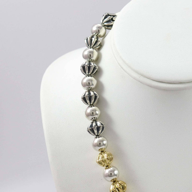 Gold and Silver Navajo Pearl Necklace by Kyle Lee-Anderson - Garland&