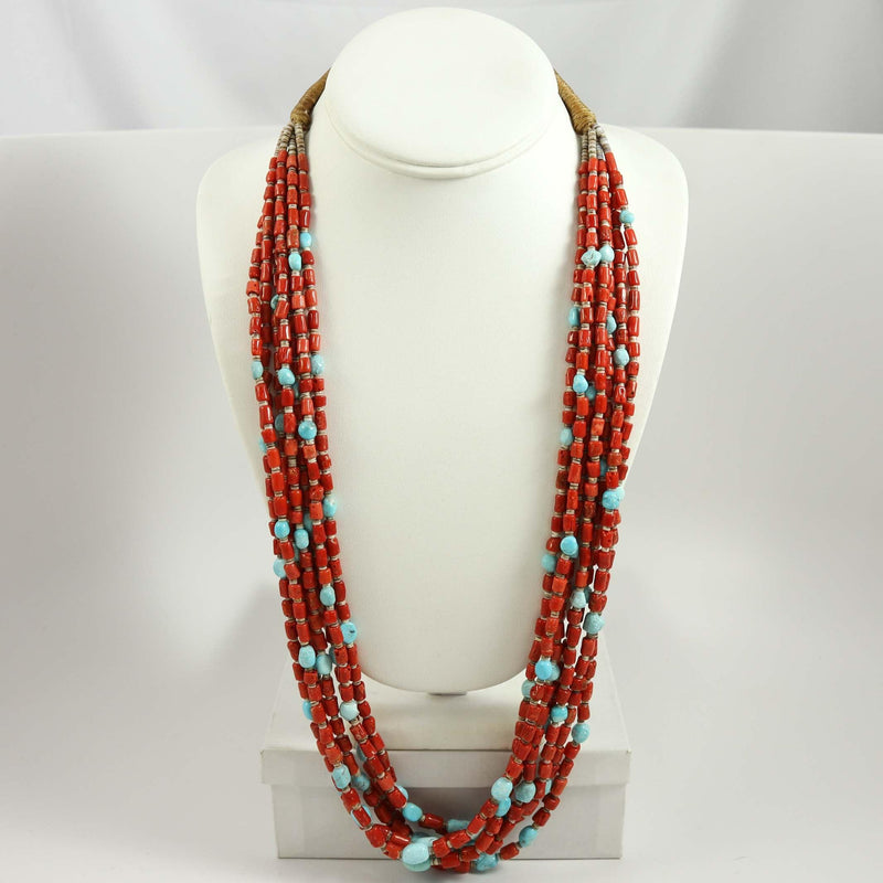 Coral and Turquoise Necklace by Lester Abeyta - Garland&