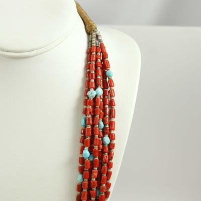 Coral and Turquoise Necklace by Lester Abeyta - Garland's