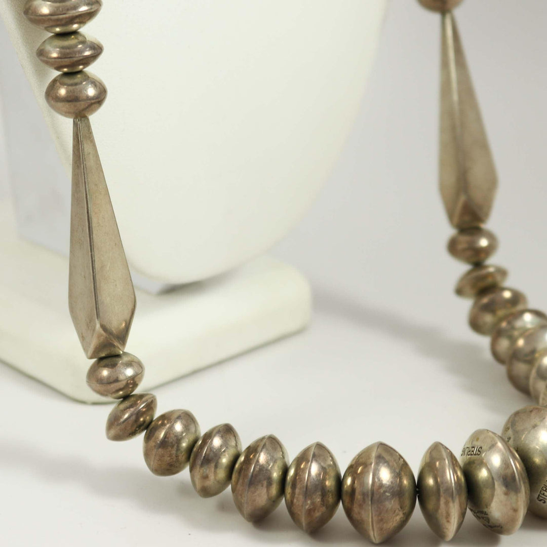 Silver Bead Necklace by Orville Tsinnie - Garland's