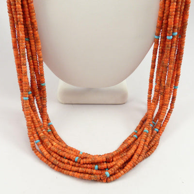 Spiny Oyster and Turquoise Necklace by Rethema Tsosie - Garland's