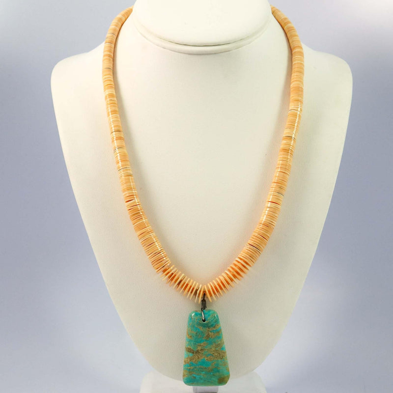Shell and Turquoise Necklace by Lester Abeyta - Garland&
