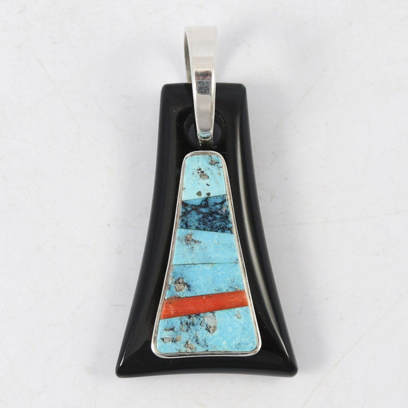 Black Jade, Turquoise, and Coral Pendant by Noah Pfeffer - Garland&