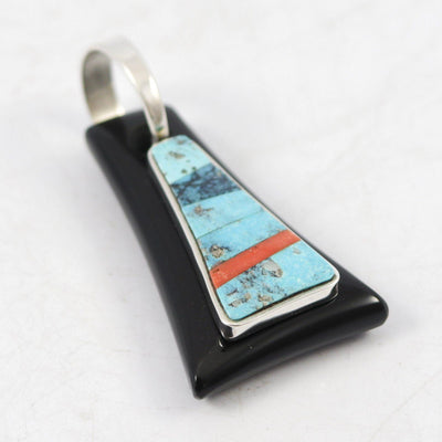 Black Jade, Turquoise, and Coral Pendant by Noah Pfeffer - Garland's