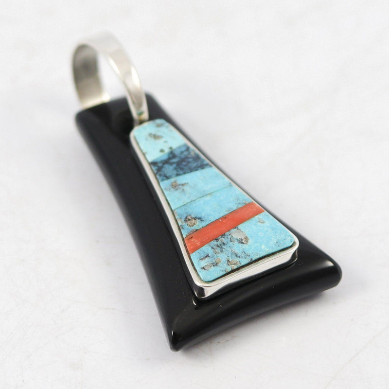 Black Jade, Turquoise, and Coral Pendant by Noah Pfeffer - Garland&