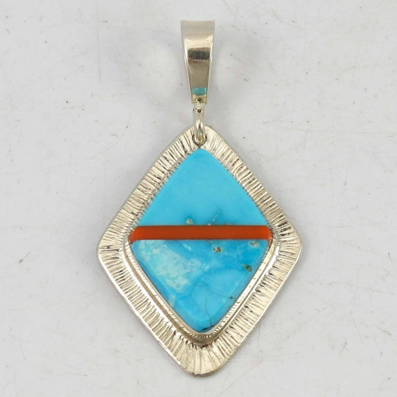 Turquoise and Rosarita Pendant by Duane Maktima - Garland&