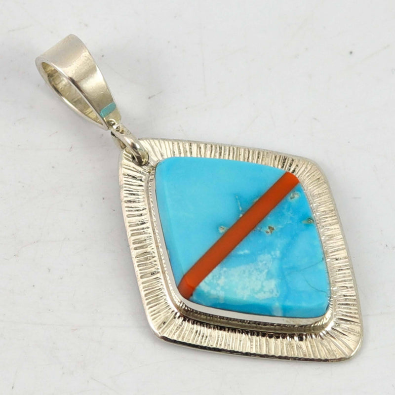 Turquoise and Rosarita Pendant by Duane Maktima - Garland&