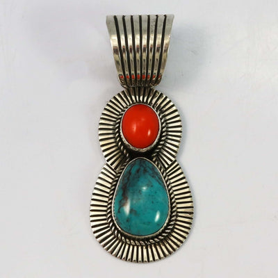 Coral and Turquoise Pendant by Albert Jake and Bruce Eckhardt - Garland's