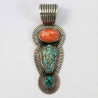 Coral and Turquoise Pendant by Albert Jake and Bruce Eckhardt - Garland's