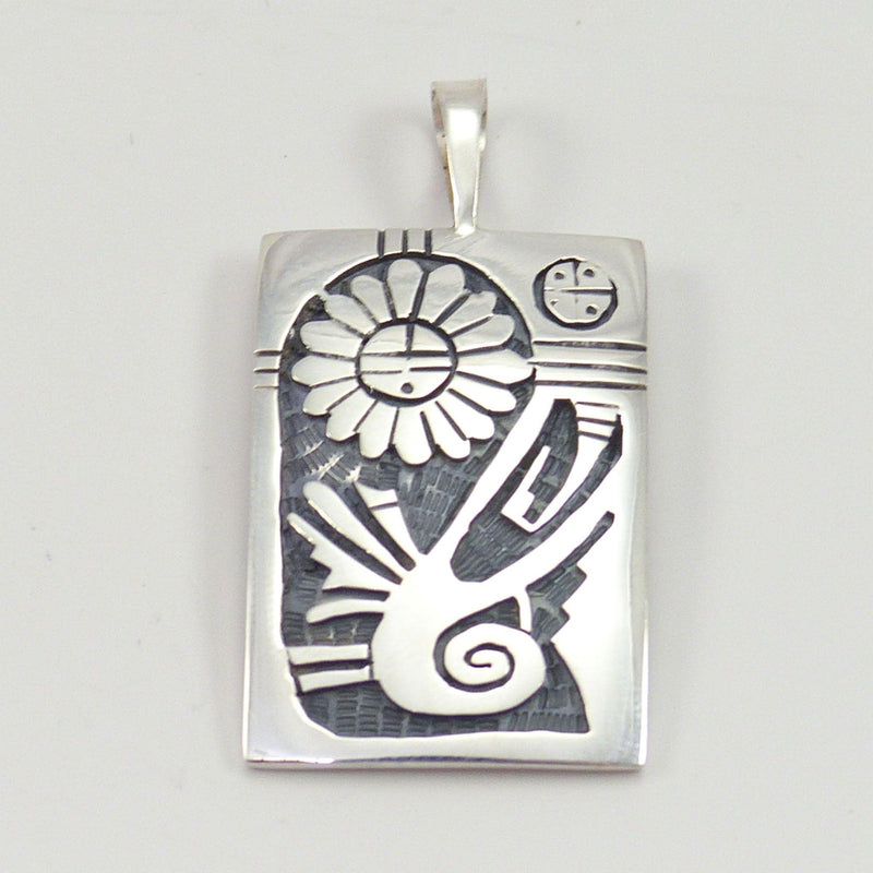 Silver Overlay Pendant by Willis Humeyestewa - Garland&