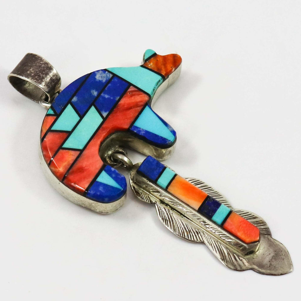 1970s Bear and Feather Pendant by Frank Yellowhorse - Garland's