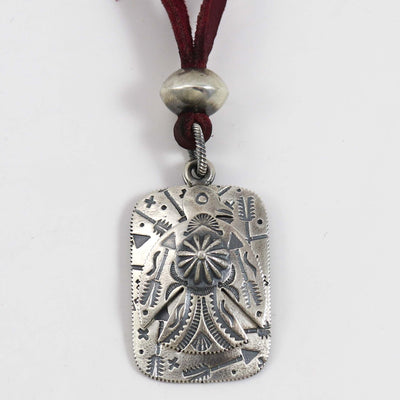 Thunderbird Dog Tag on Leather by Curtis Pete - Garland's