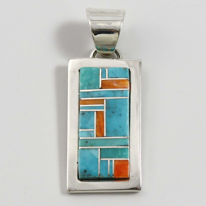 Spiny Oyster and Turquoise Pendant by Tommy Jackson - Garland&
