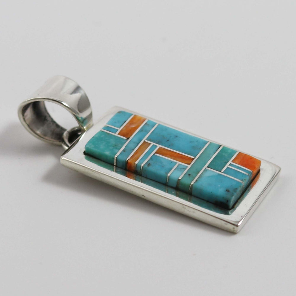 Spiny Oyster and Turquoise Pendant by Tommy Jackson - Garland's