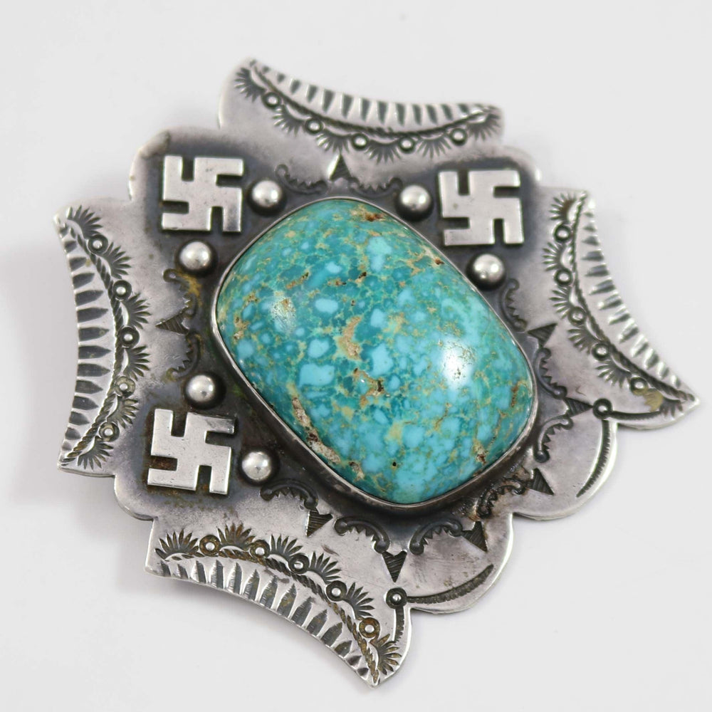 1930s Turquoise Whirling Log Brooch by Vintage Collection - Garland's