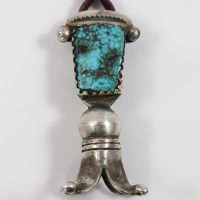 Turquoise Squash Blossom on Leather by Jock Favour - Garland's