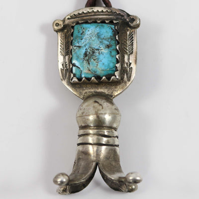 Turquoise Squash Blossom on Leather by Jock Favour - Garland's