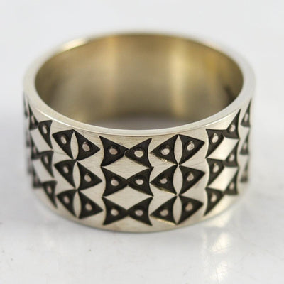 Stamped Silver Ring by Norbert Peshlakai - Garland's