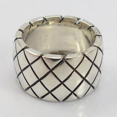 Stamped Silver Ring by Christopher Ray Yazzie - Garland's