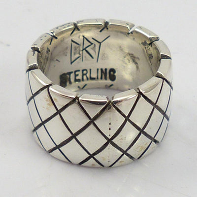 Stamped Silver Ring by Christopher Ray Yazzie - Garland's