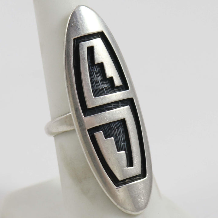 1980s Hopi Overlay Ring by Lawrence Saufkie - Garland's