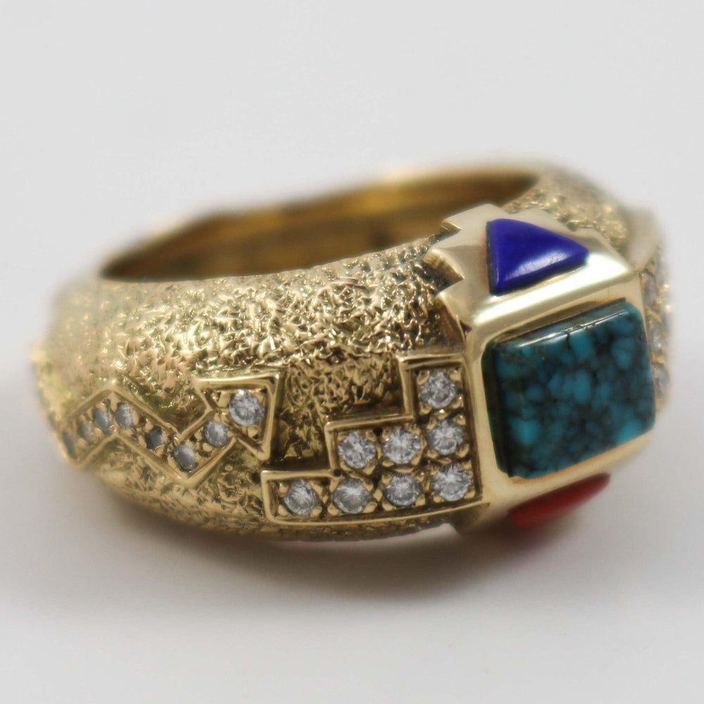Gold, Diamond, and Turquoise Ring by Don Supplee - Garland's
