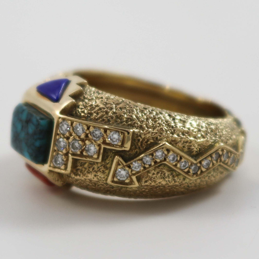 Gold, Diamond, and Turquoise Ring by Don Supplee - Garland's