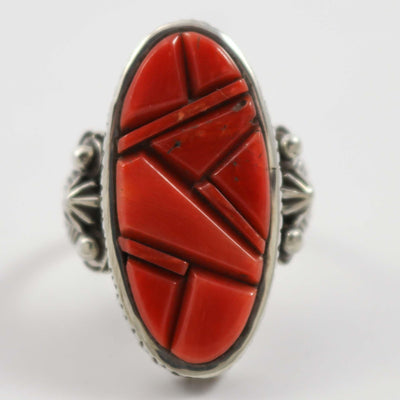 Coral Inlay Ring by Earl Plummer - Garland's