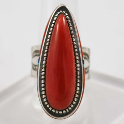 Coral Inlay Ring by Jake and Irene Livingston - Garland's