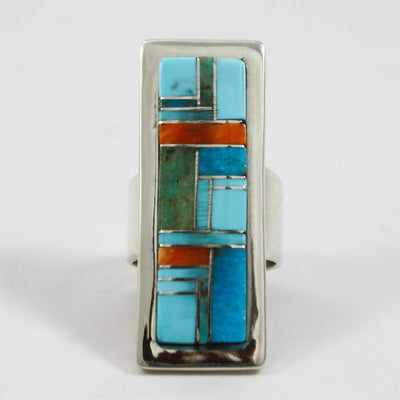 Turquoise and Spiny Oyster Ring by Tommy Jackson - Garland's