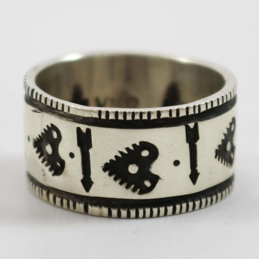 Stamped Coin Silver Ring by Arland Ben - Garland's