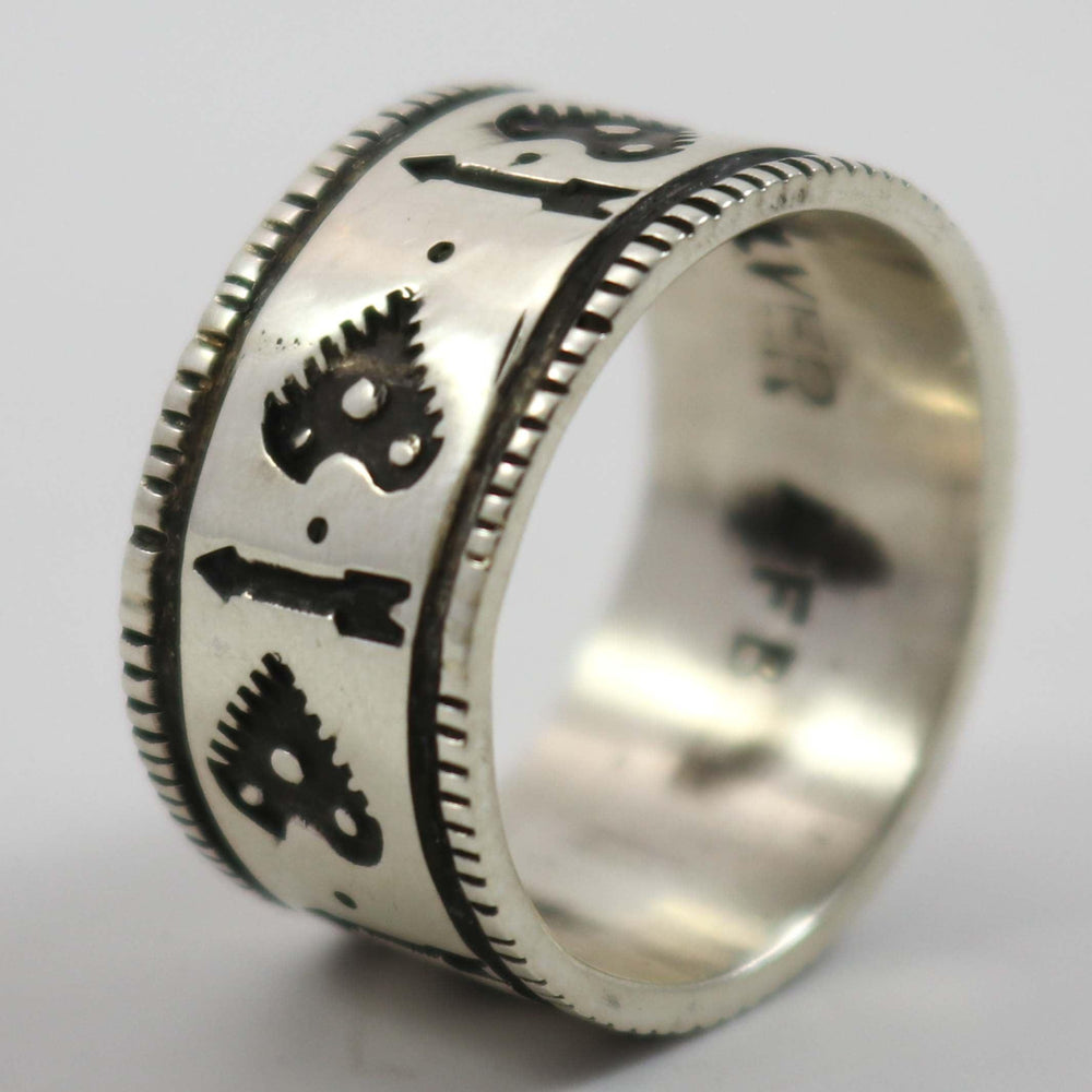 Stamped Coin Silver Ring by Arland Ben - Garland's