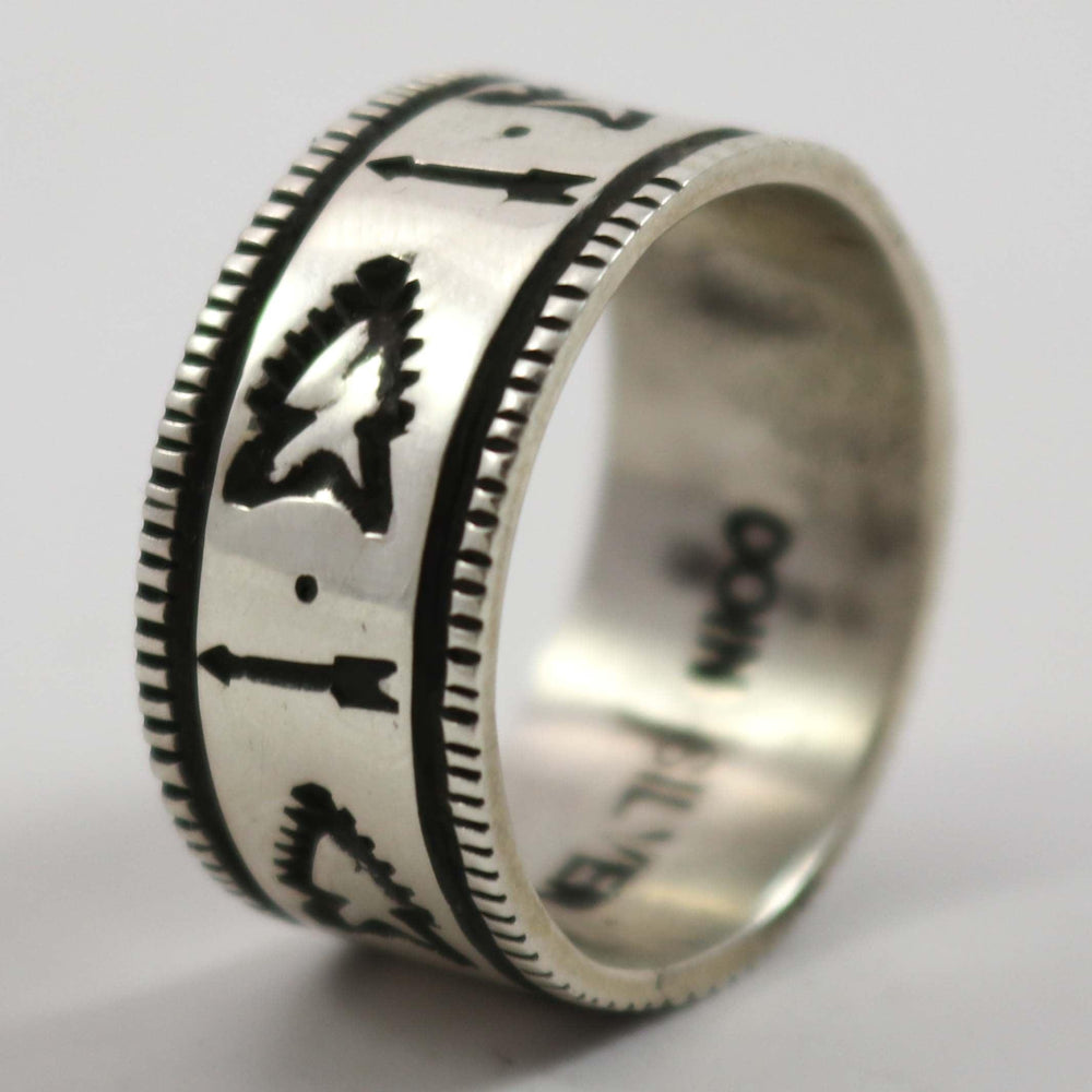 Stamped Coin Silver Ring by Arland Ben - Garland's