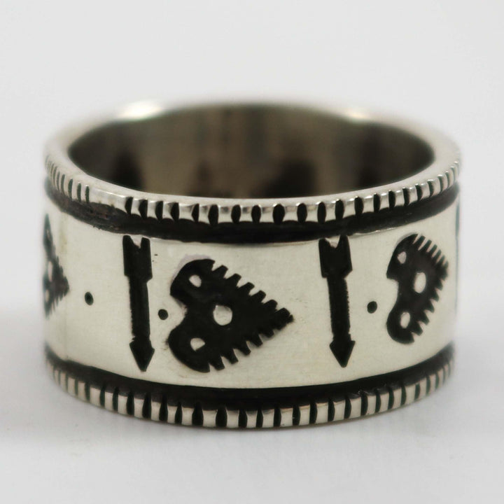 Stamped Coin Silver Ring by Arland Ben - Garland's