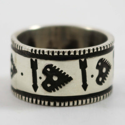 Stamped Coin Silver Ring by Arland Ben - Garland's
