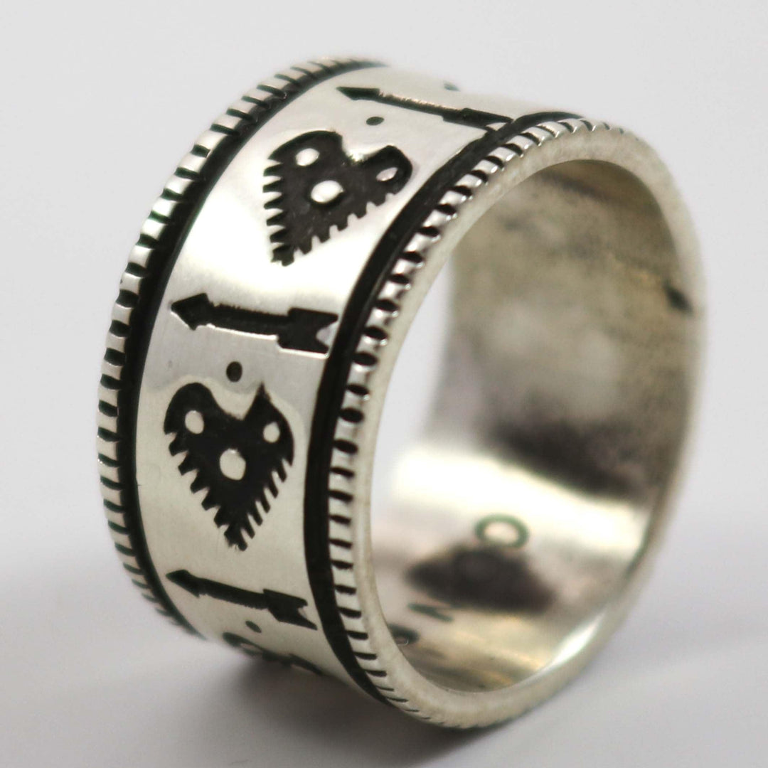 Stamped Coin Silver Ring by Arland Ben - Garland's