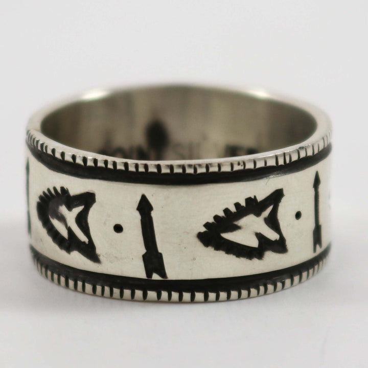 Stamped Coin Silver Ring by Arland Ben - Garland's