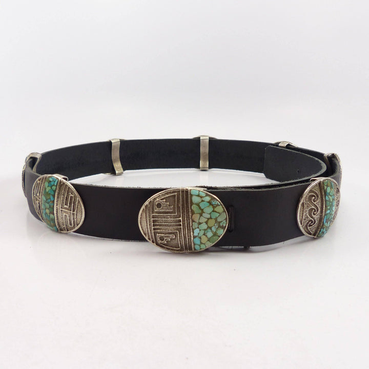 Cerrillos Turquoise Concha Belt by Cordell Pajarito - Garland's