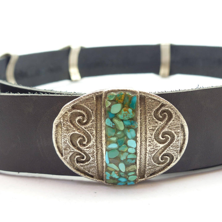 Cerrillos Turquoise Concha Belt by Cordell Pajarito - Garland's