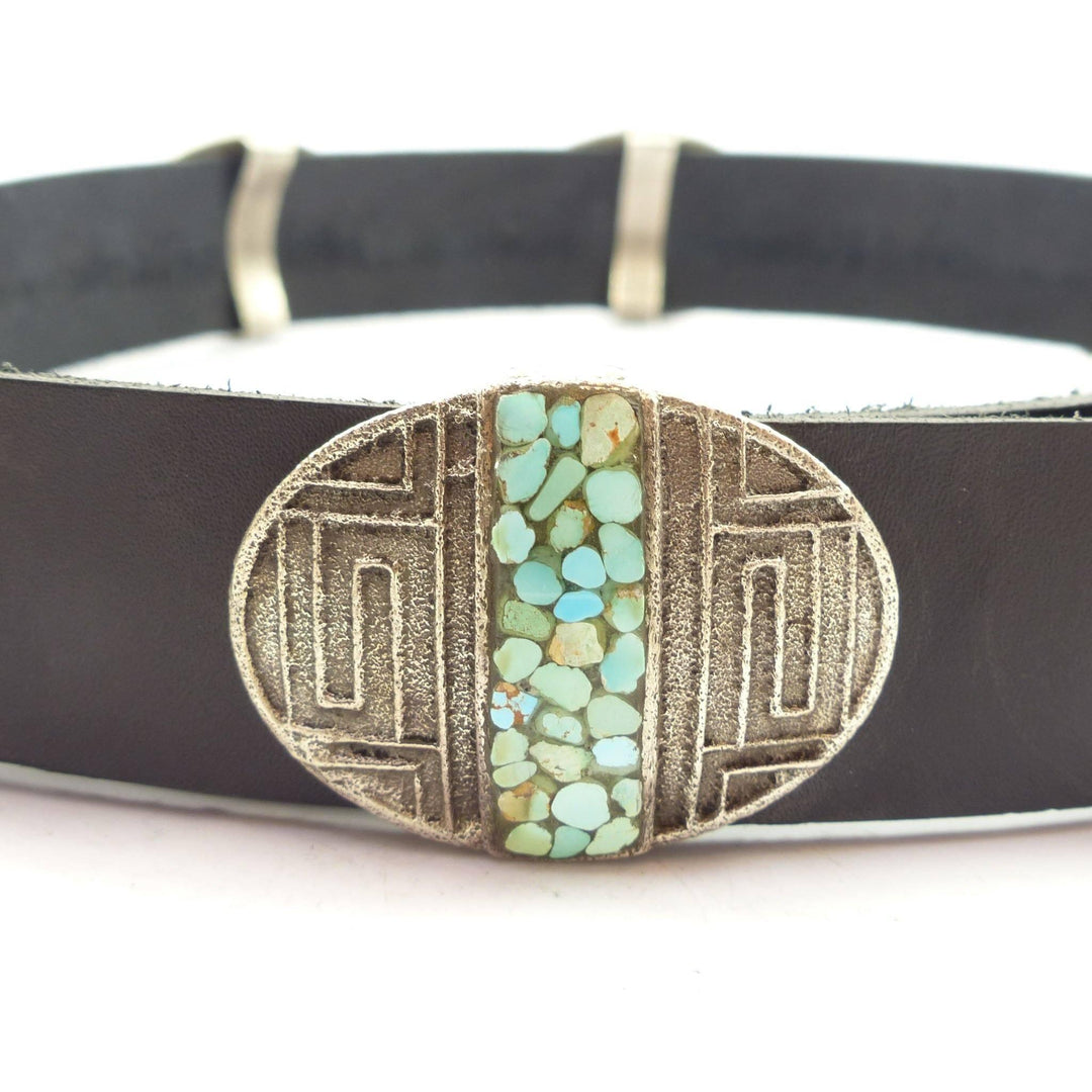Cerrillos Turquoise Concha Belt by Cordell Pajarito - Garland's