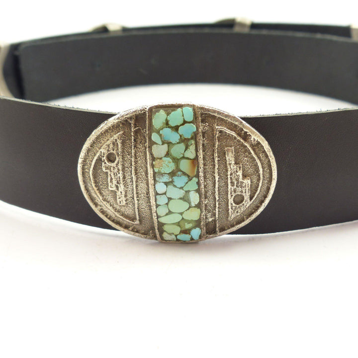 Cerrillos Turquoise Concha Belt by Cordell Pajarito - Garland's