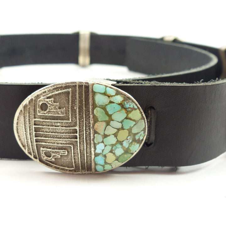 Cerrillos Turquoise Concha Belt by Cordell Pajarito - Garland's
