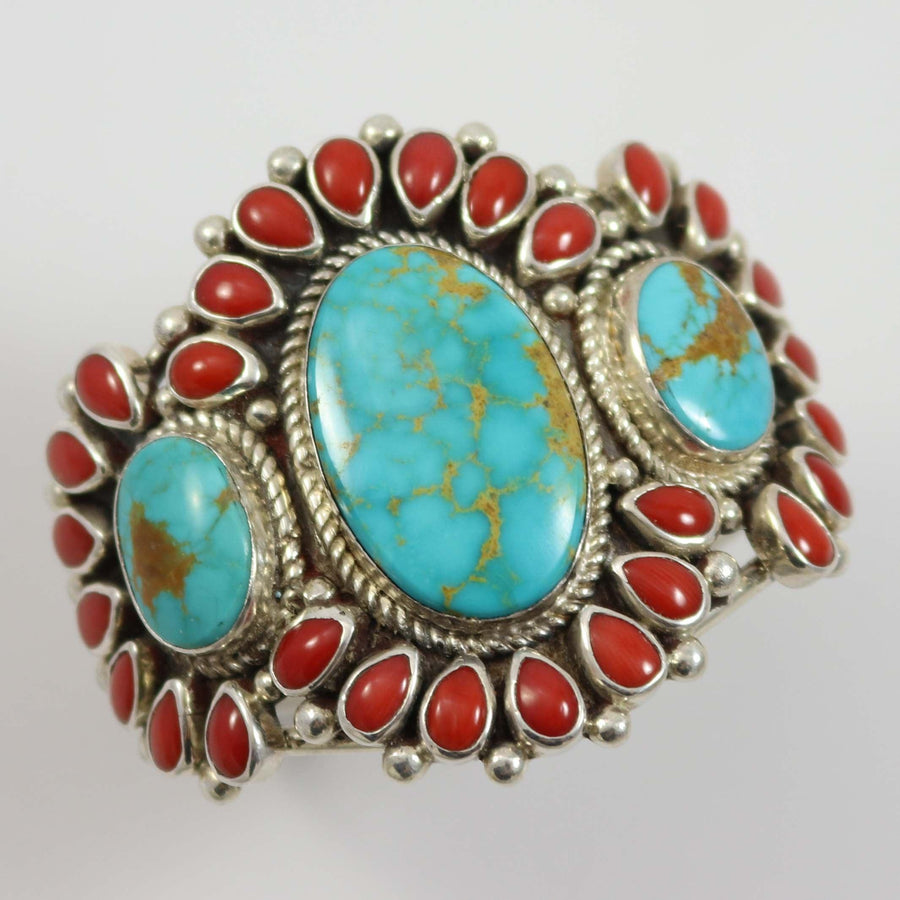 Coral and Turquoise Cuff by Clarissa and Vernon Hale - Garland's