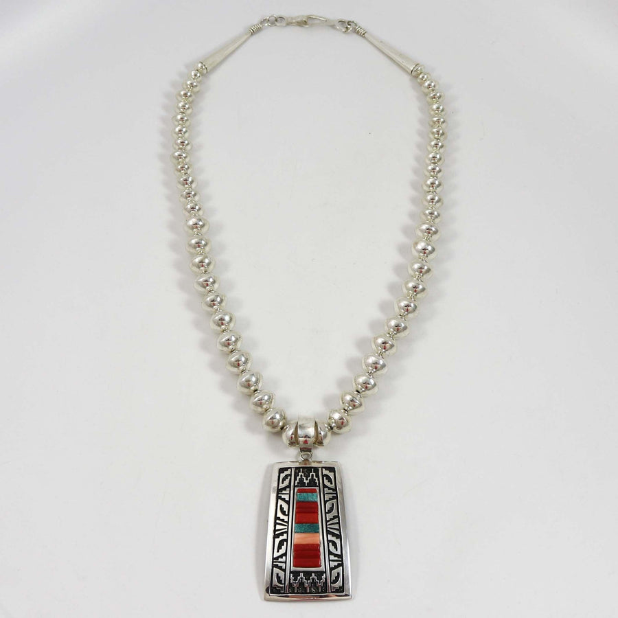 Coral and Turquoise Necklace by Beverly and Philbert Begay - Garland's