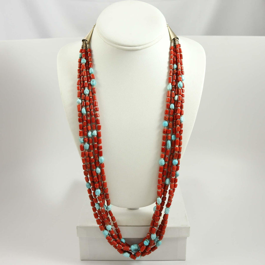 Coral and Turquoise Necklace by Lester Abeyta - Garland's