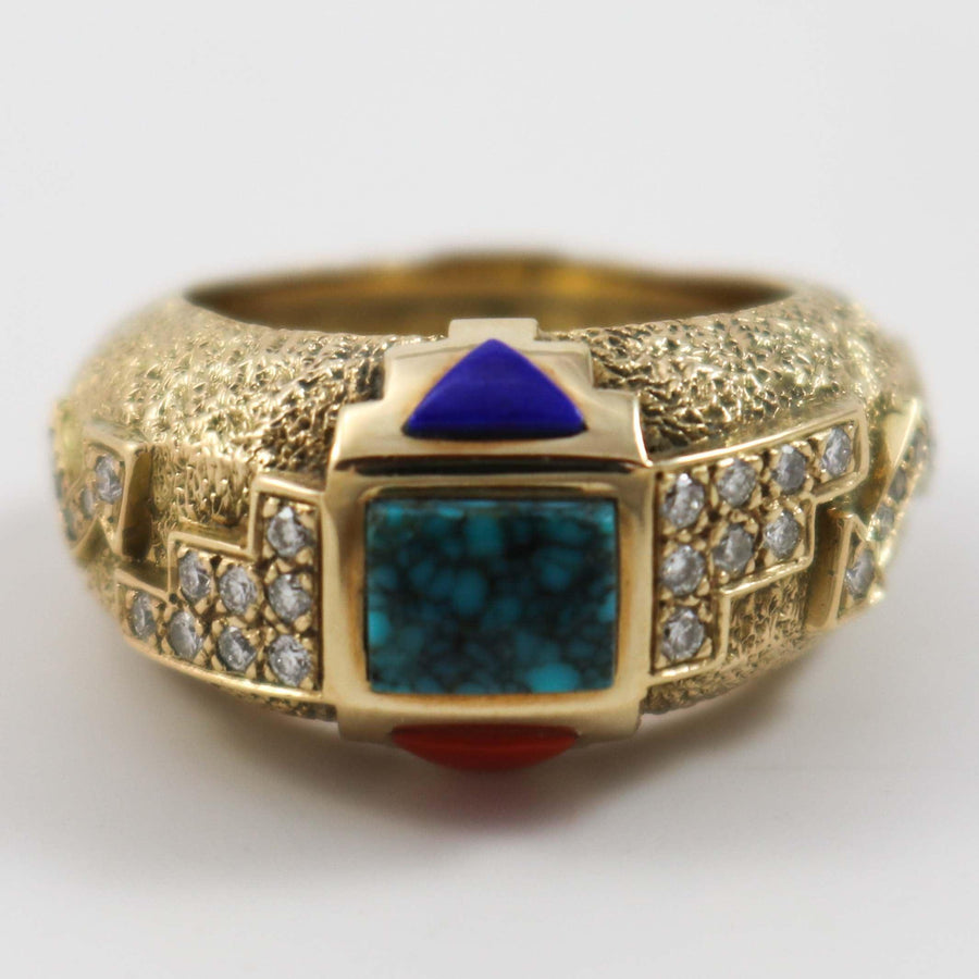 Gold, Diamond, and Turquoise Ring by Don Supplee - Garland's